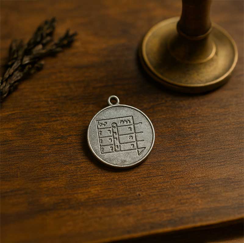 talisman magnétisé de la lune sur une table