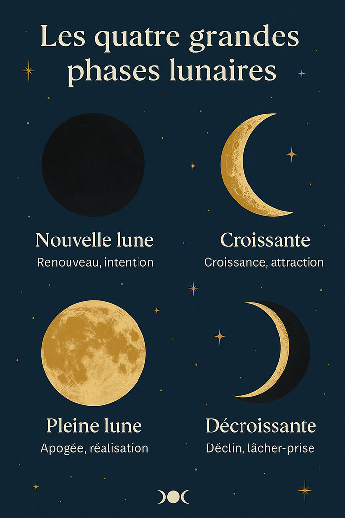 phases-lunaires Les quatre grandes phases lunaires