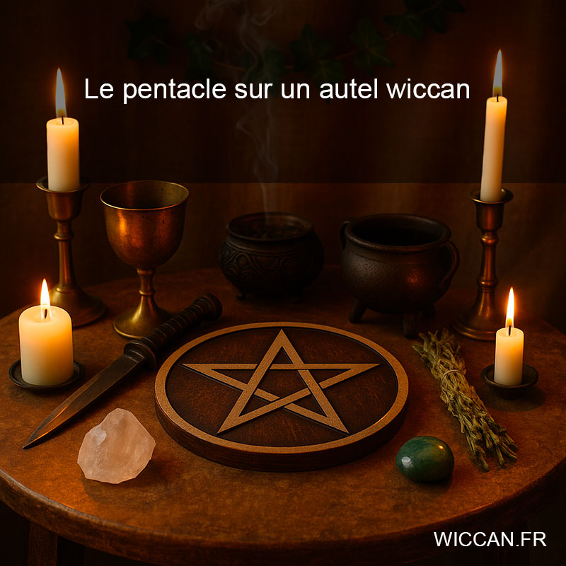 Pentacle-sur-autel-wiccan Pentacle sur un autel wiccan