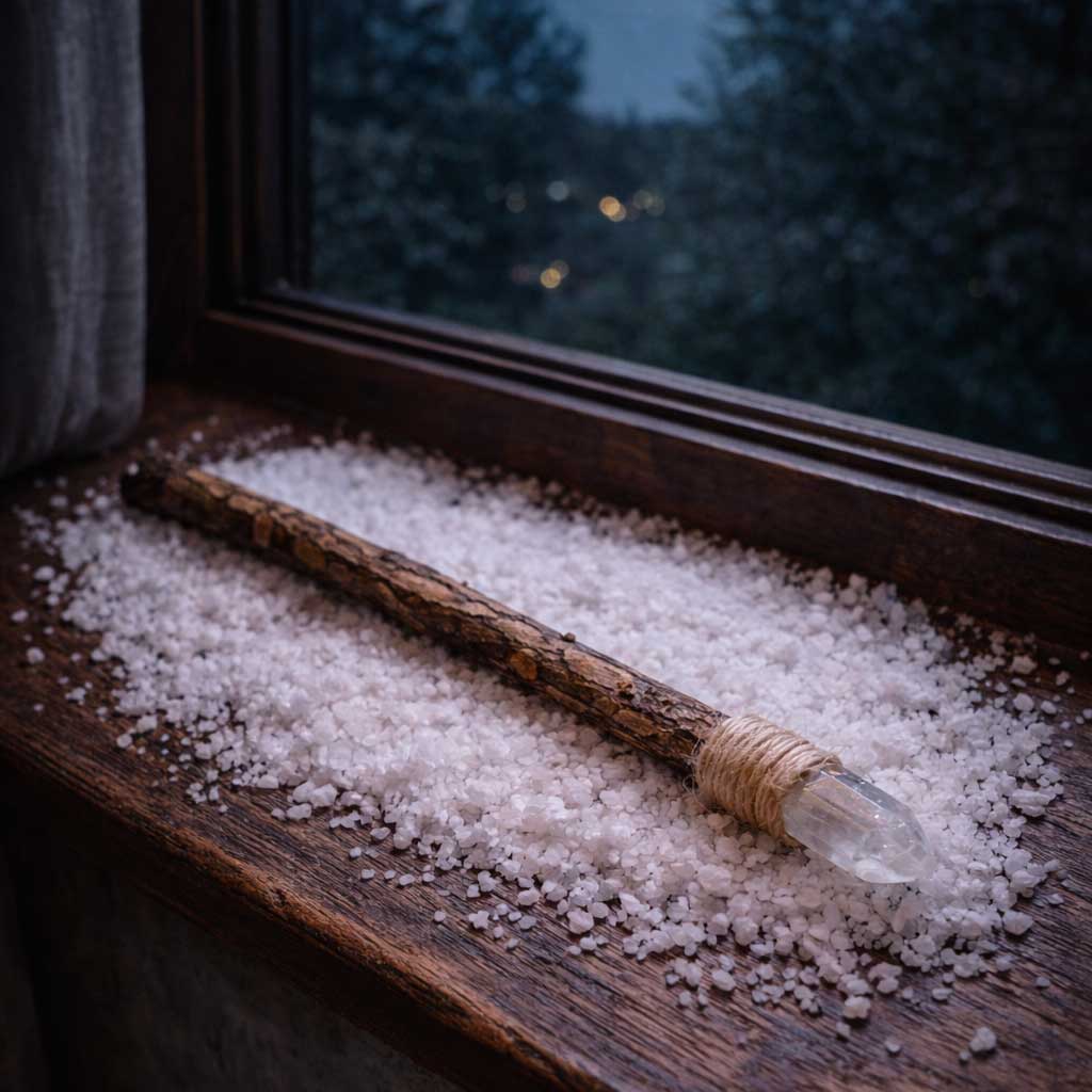 Baguette posée sur un lit de gros sel