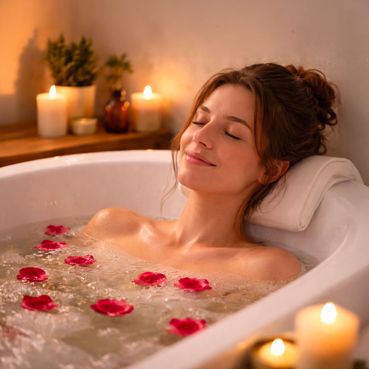 Bain pétales de rose