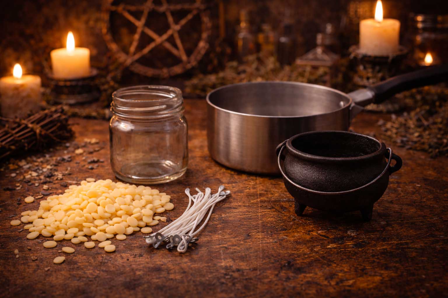 Matériel pour créer ses bougies wiccanes