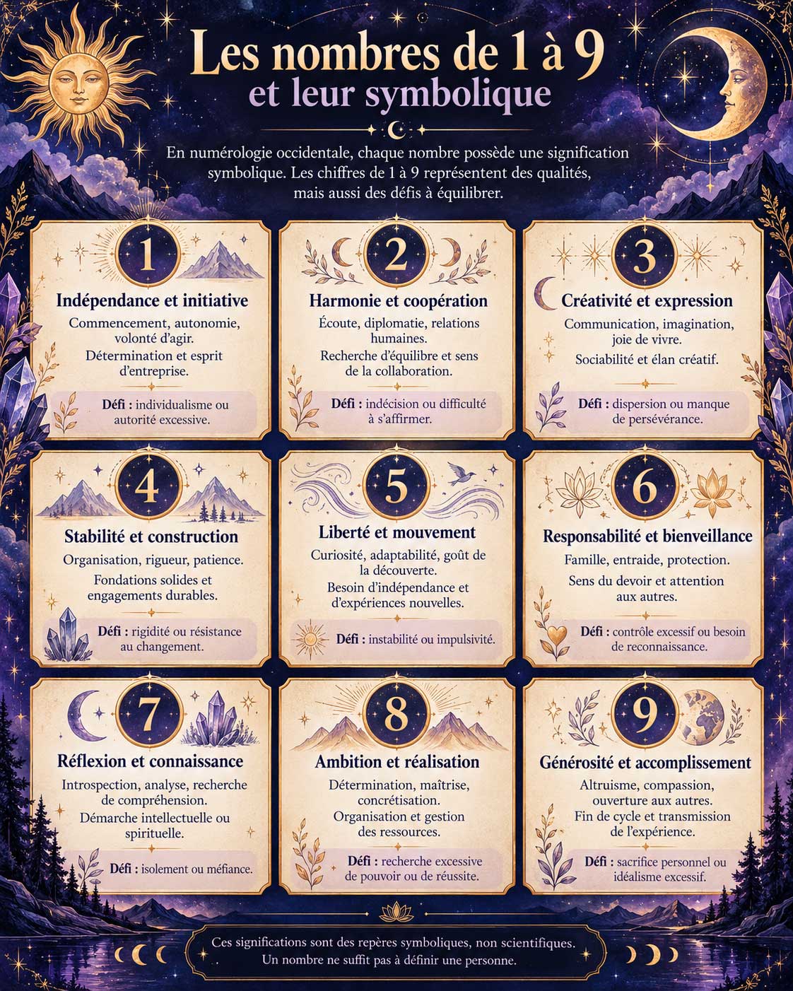Les nombres de 1 à 9 et leur symbolique